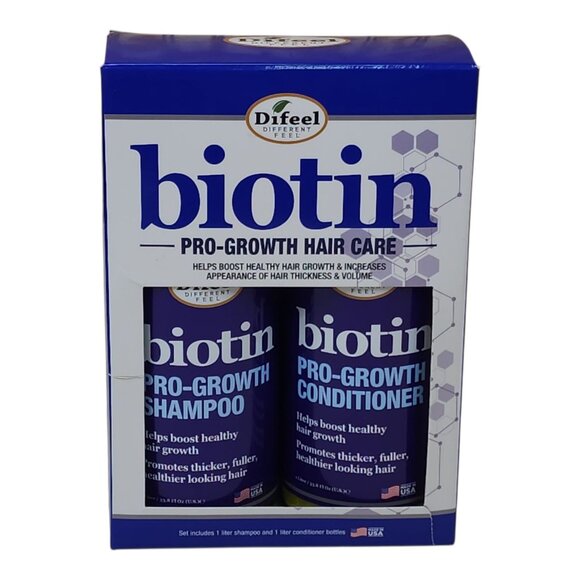 Difeel Biotin Pro-Growth Hair Care Set  Shampoo & Conditioner  1 Liter Each  USA - Picture 1 of 5